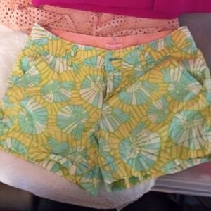 Lilly Pulitzer Shorts Cotton Teal Yellow Whit Pink